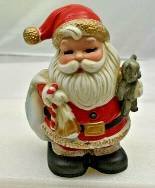 Vintage Homco Santa Claus Bear Piggy Bank Christmas Figurine 5610 Decor
