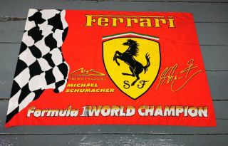 Large 54.  5 " Vintage Michael Schumacher Ferrari F1 World Champion Flag