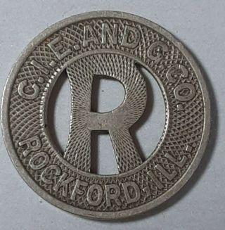 Vintage C.  I.  E.  And G.  Co.  Token Rockford,  Illinois Good For One City Fare