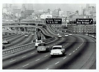 1958 Vintage Photo Aerial View Of Highway Street Traffic In San Francisco