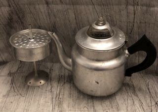 Vintage Gardella Mfg.  Co.  Aluminum Break No More Glass Top Coffee Pot Percolator