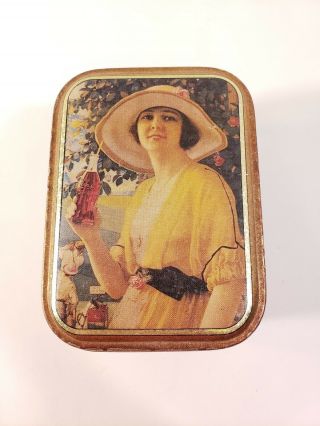 Vintage Drink Coca - Cola Delicious And Refreshing Tin Box Lady With Hat 4 " X 3 "