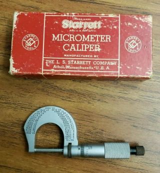 Vintage Starrett Micrometer Caliper T230rl 1 " Machinist Tool Usa