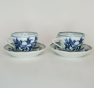 2 Vintage Blue Danube Demitasse Cup & Saucer Set Japan Espresso Coffee Euc
