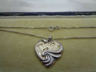 Vintage Sterling Silver Footprints In The Sand Poem Love Heart Pendant Necklace