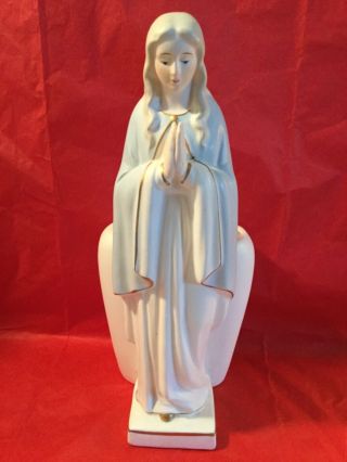 33 Vtg Madonna Statue Planter Vase Virgin Mary Holy Mother Religious - Guc