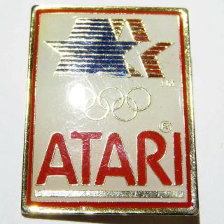 Vintage 1980 Atari Olympic Committee Pin Badge 1984 Sponsor Promo Us Los Angeles