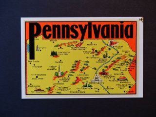 Vintage Pennsylvania Penna.  Travel Decal Lindgren - Turner Co With Envelope
