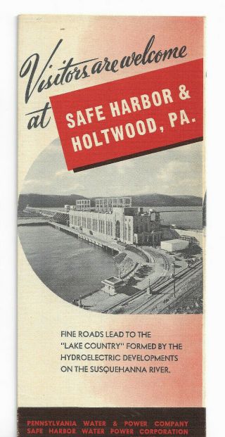 1951 Safe Harbor Dam Holtwood Pa Brochure & Map
