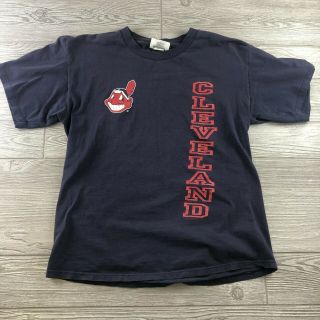Csa Cleveland Indians Chief Wahoo T - Shirt,  Men’s L,  Blue Cotton Vintage (l183)