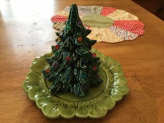 Vintage Ceramic Christmas Green Tree 6”,  With Bulbs,  No Base