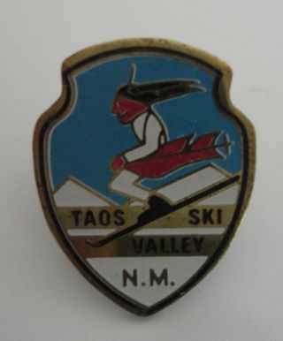Vintage Taos Ski Valley Mexico Pin Native American Skiing