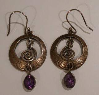Vintage Sterling Silver & Amethyst Earrings