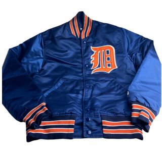 Vintage Detroit Tigers Mlb Baseball Satin Jacket Mens Small By Starter