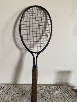 Vtg Tennis Racket Racquet Dayton Steel Strings Wood Handle