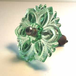 Vintage Green Glass Curtain Tie Back - C.  1920s,  3 1/4 ",