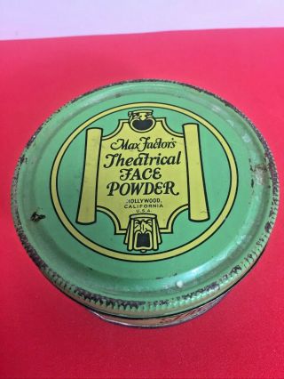 Vintage Can Of Max Factor Theatrical Face Powder Hollywood California