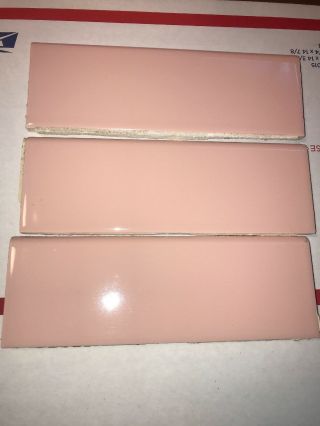 Vintage 1974 Atco Ceramic Pink Bullnose Tile 2”x 6” - 33 Available