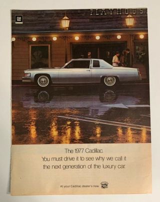 1977 Cadillac Coupe Deville Print Ad Vintage 2 Door Car Auto Caddy Caddie