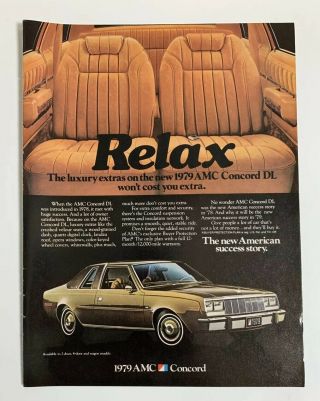1979 American Motors Amc American Concord Dl Print Ad Auto Car Vintage