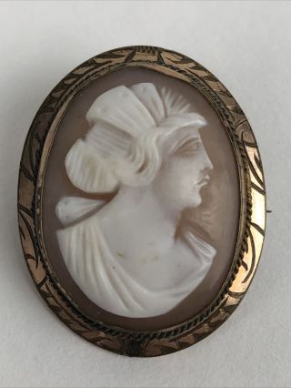 Vintage Hand Carved Cameo Shell Pin Brooch