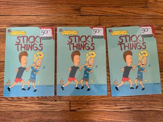 3 Vintage Beavis And Butthead Sticky Things Sticker Books 1997