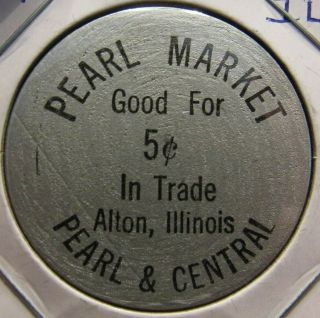 Vintage Pearl Market Alton,  Il Wooden Nickel - Token Illinois
