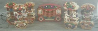 Vintage Mr Christmas Holiday Carousel Light Musical 6 Horses Circus Organ 1992