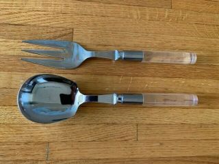 Vintage Mid Century Modern Clear Acrylic Lucite Serving Spoon Salad Tongs