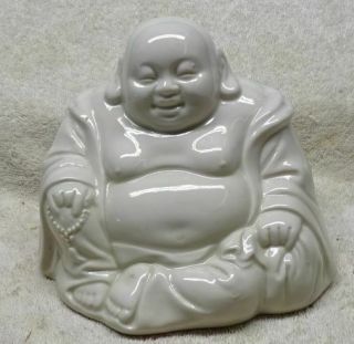Vintage - Happy Buddha Statue Figure 1 - White - Older China Red Markings