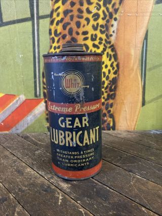 Vintage Hollingshead Whiz Gear Lubricant 2 Pound Oil Can Full Gas Station Sign