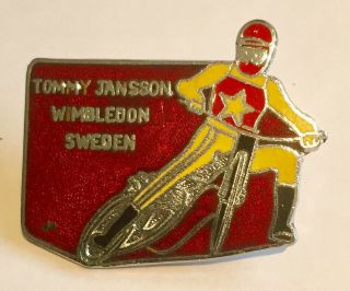 Speedway Badge Tommy Jansson Wimbledon Sweeden Vintage Enamel Speedway Badge