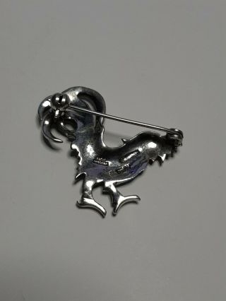 VINTAGE ALICE CAVINESS STERLING SILVER ENAMEL AND MARCASITE ROOSTER PIN 3