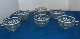 Vintage Anchor Hocking Moonstone Clear Opalescent Tea Cups - Set Of 6