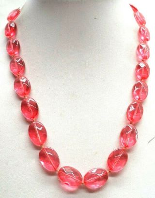 Stunning Vintage Estate Pink Glass Bead 21 " Necklace 6480t