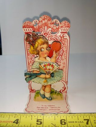 Vintage German 3 - D Die Cut Stand Up Valentines Old Collectible Card Victorian