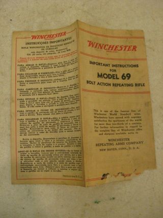 Winchester Model 69 Bolt Action Repaeating Model Instructions