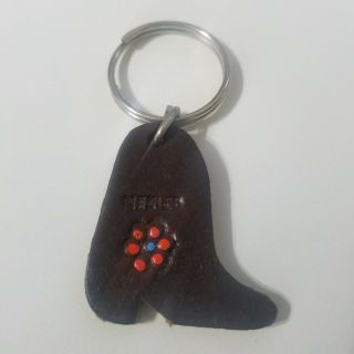 Vintage Handmade Leather Boot Keychain From Mexico