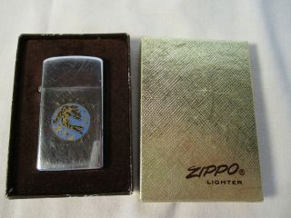 Vintage Zippo Slim Line Lighter W/ Virgo Zodiac Sign W/ Box