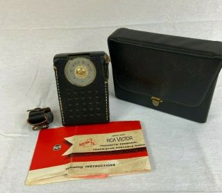 Vintage Rca Victor Pockette Personal Transistor Portable Radio Complete In Case