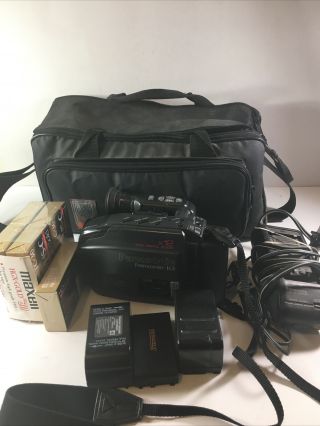 Vintage Panasonic Palmcorder Iq Bundle With Batteries Vhs - C Tapes Carrying Case