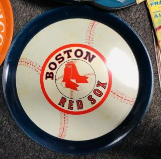 Vintage 1970s Boston Red Sox 14 Inch Tin Metal Serving Tray,  Good Shape.