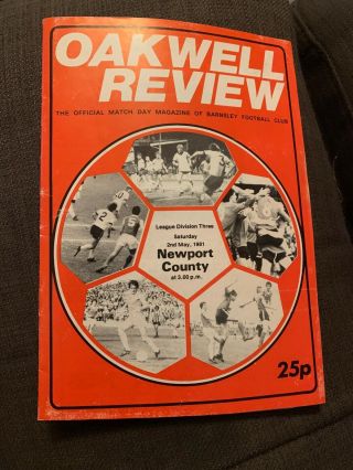 1981 Barnsley V Newport County Football/soccer Programme