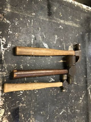 Vintage Wood Handle Claw & Ball Peen Hammers