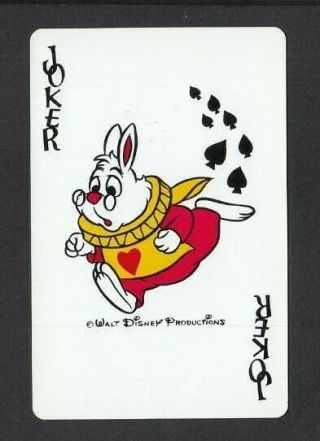 1 Swap Playing Card 1980s Vintage Walt Disney Alice In Wonderland Joker 3/4 Size