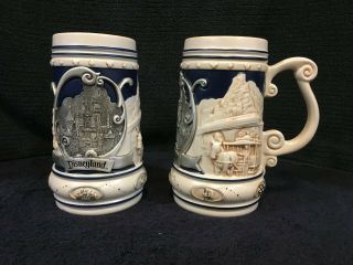 Pair Vintage Rare Disney Disneyland Beer Stein Large Mug Omc