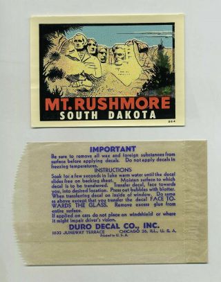 Vintage Mount Rushmore Sd South Dakota Us State Souvenir Decal Sticker Yz5929