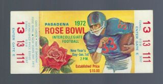 Vintage 1972 Ncaa Rose Bowl Full Football Ticket - Indians V Michigan Wolverines