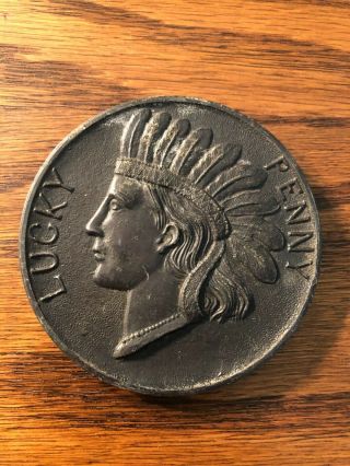 Large Lucky Penny Indian Head Souvenir Washington Dc 2.  75 "
