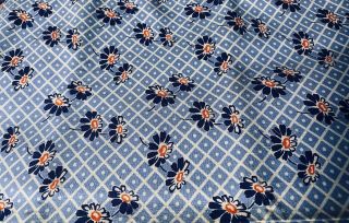 Vintage 1940 ' s Full Size Feedsack 44 x 36 Blue and Pink Daisies 2
